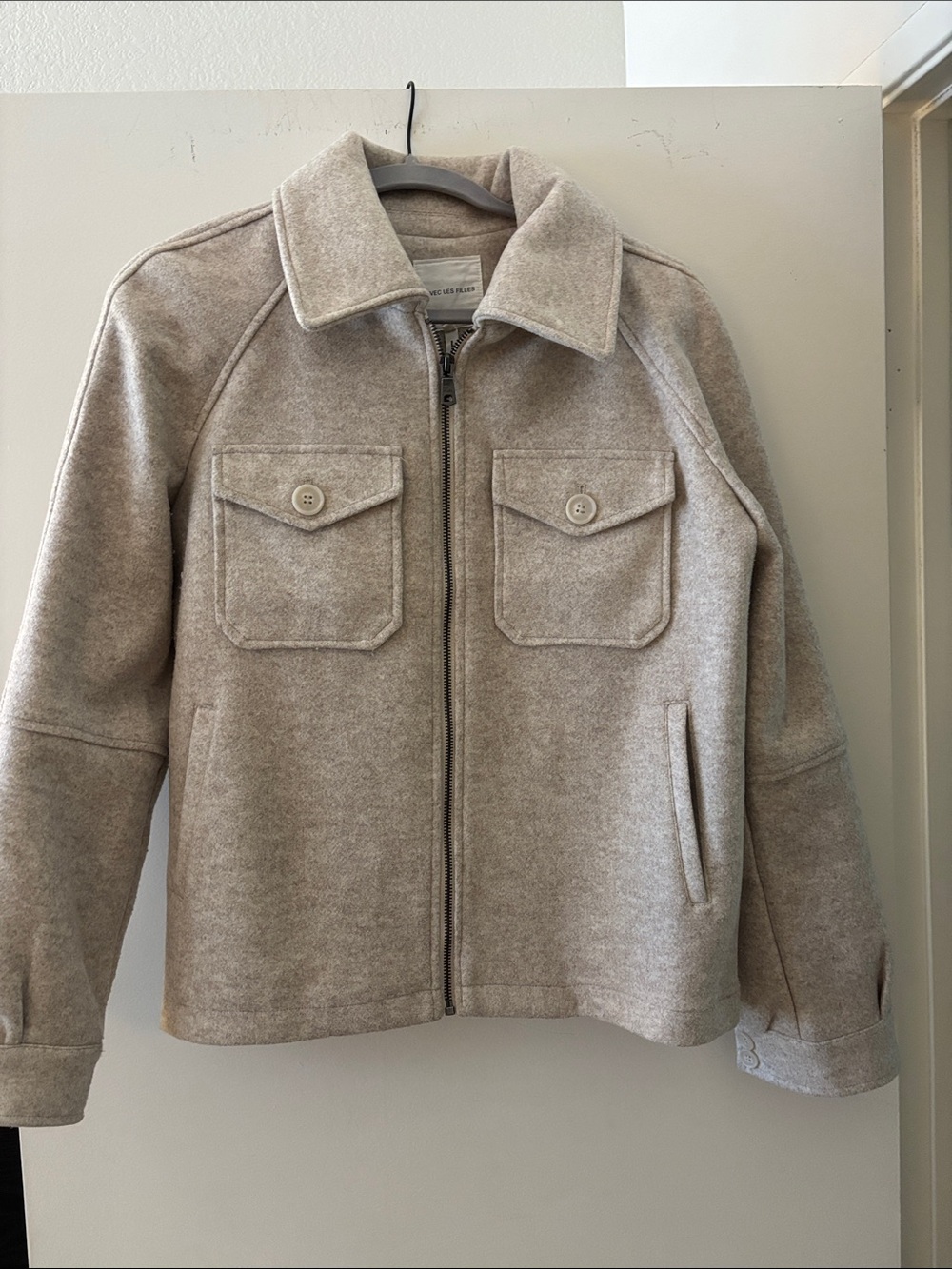 Avec Les Filles Soft Beige Zip Jacket